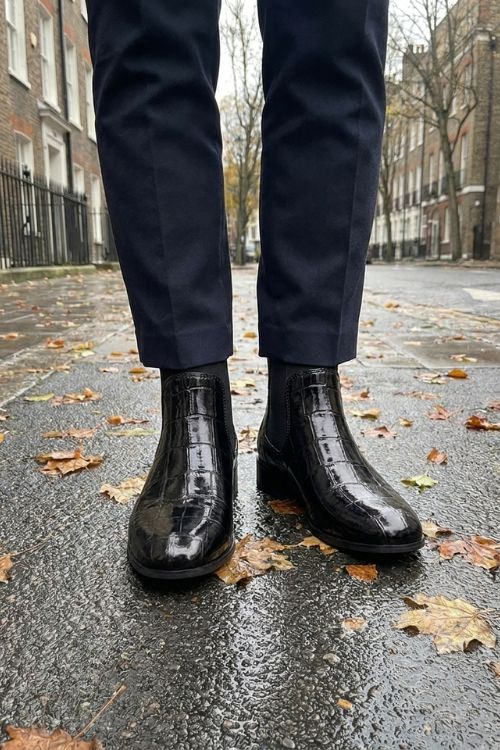 Men's Chelsea boots with croc-embossed texture and block heel – 5