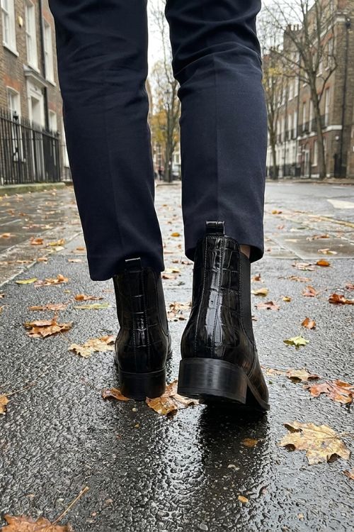 Men's Chelsea boots with croc-embossed texture and block heel – 4
