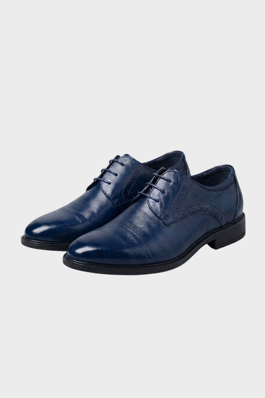 Men's derby shoes with round toe and perforated brogue detailing