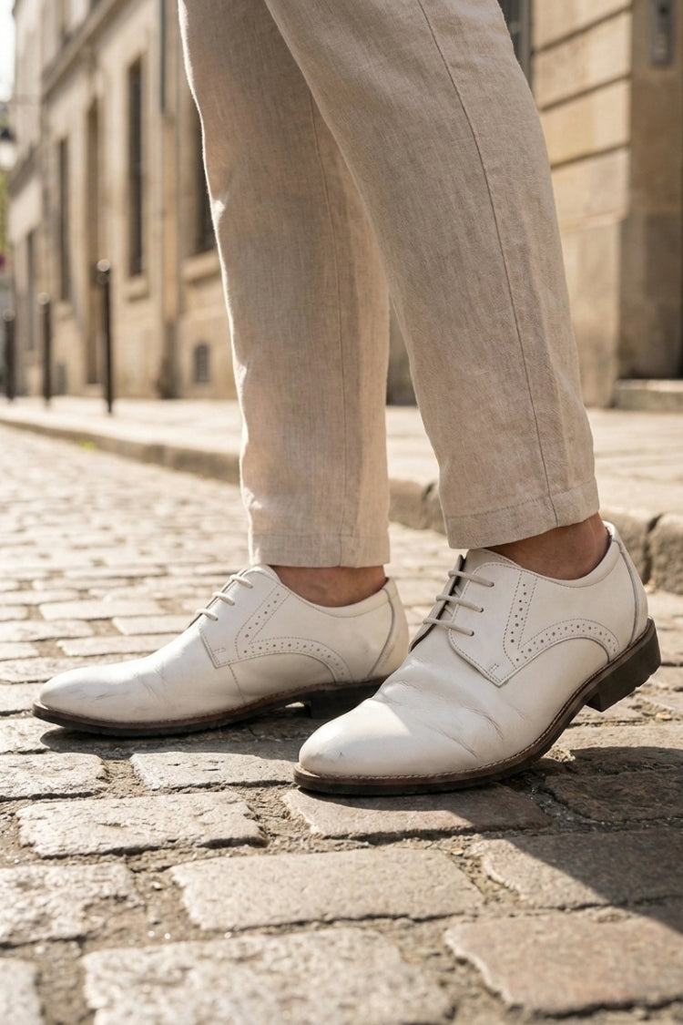 Men's derby shoes with round toe and perforated brogue detailing – 12