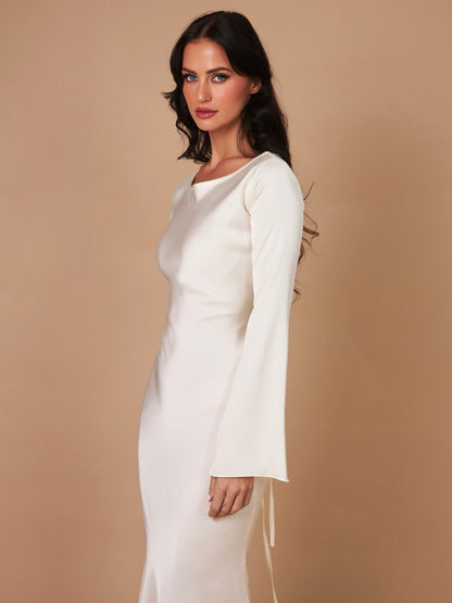 Women's Satin Maxi Dress | Long Sleeve