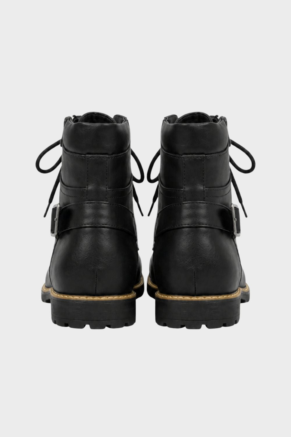 Men's Lace-Up Combat Boots | Buckle Strap