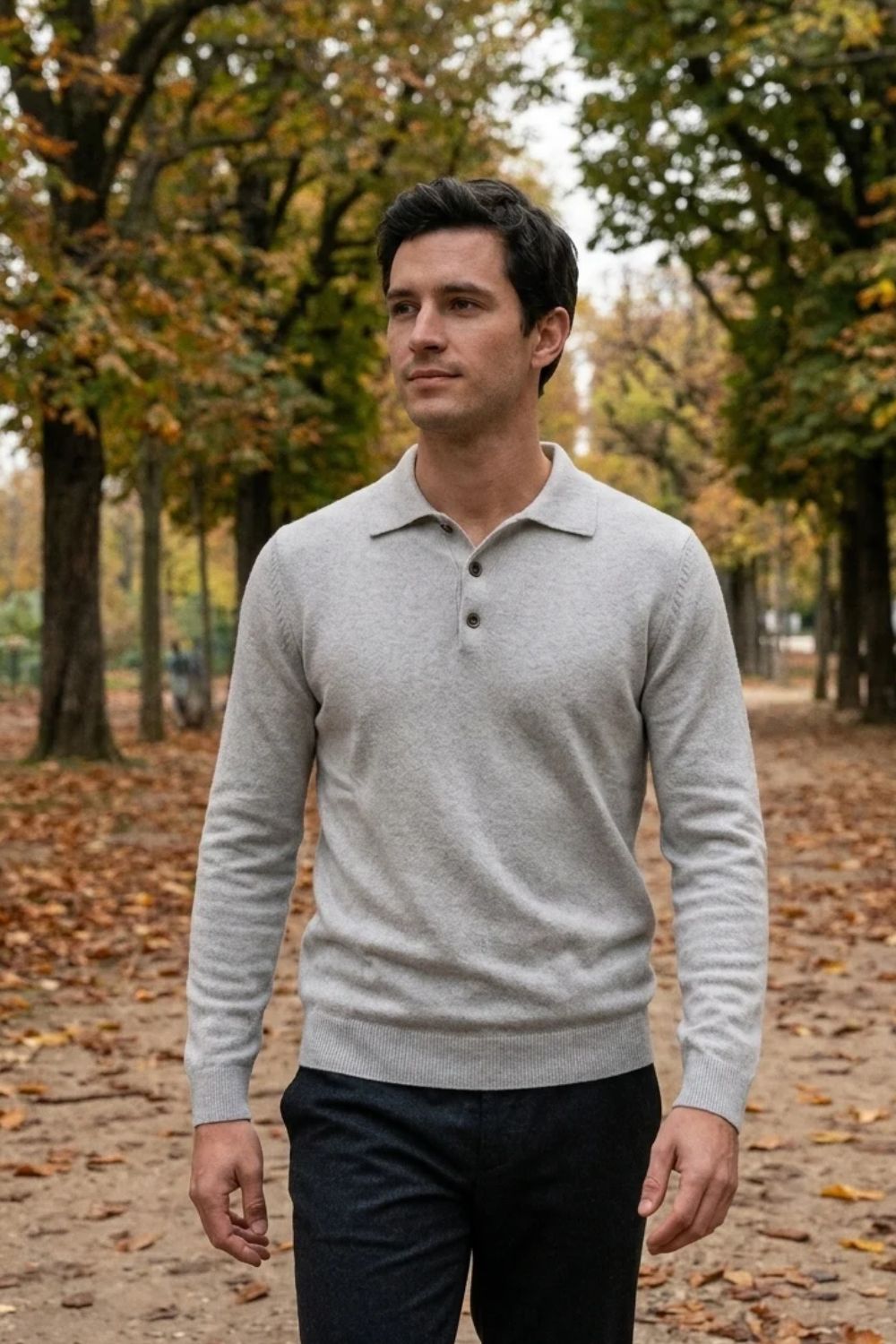 Men's Polo Sweater | Button Placket