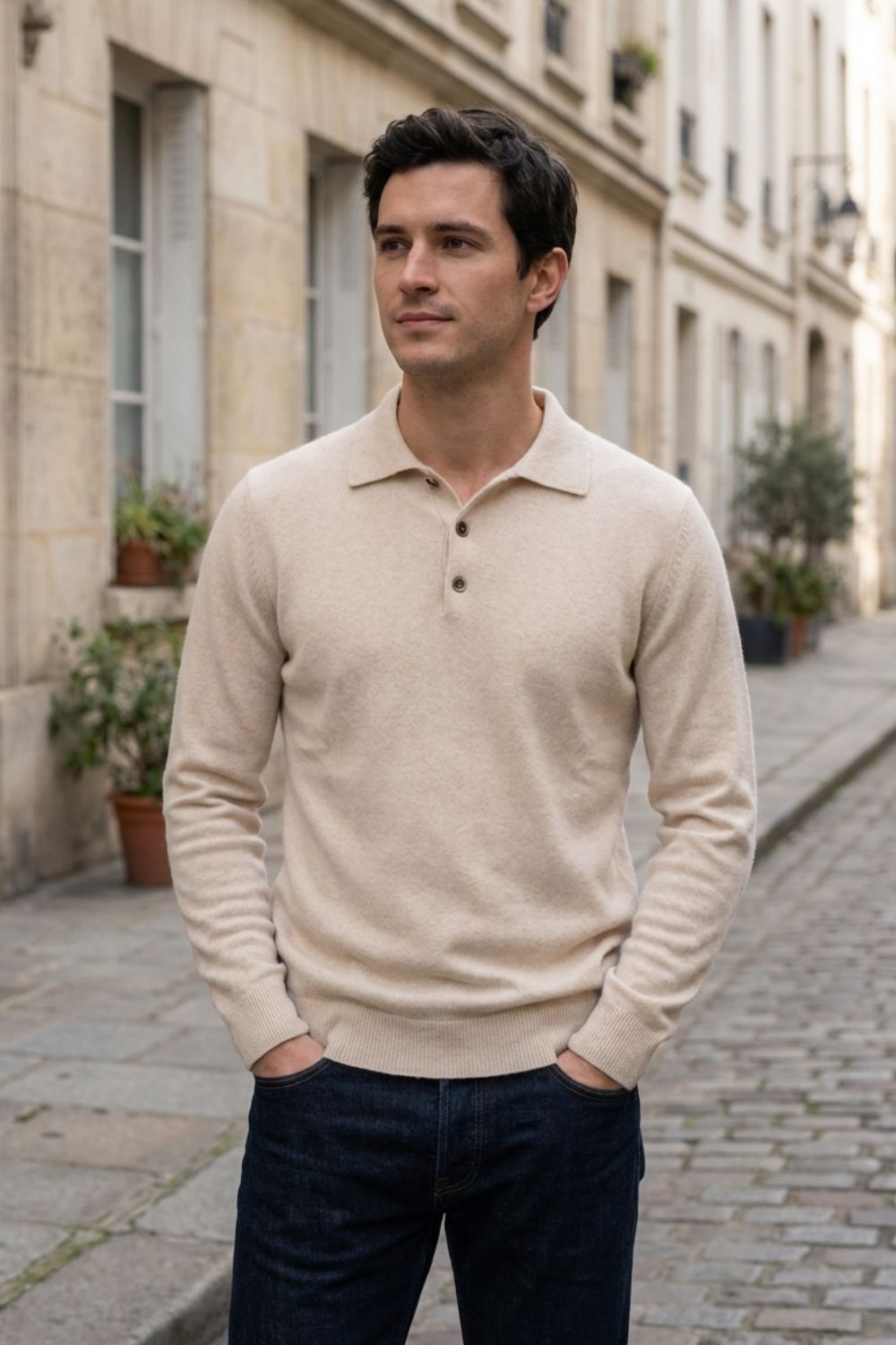 Men's Polo Sweater | Button Placket