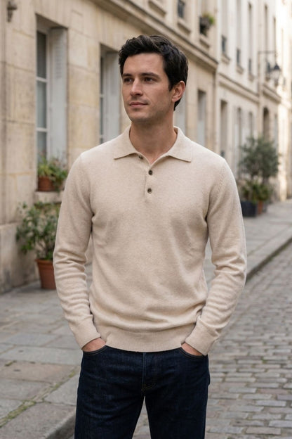 Men's Polo Sweater | Button Placket