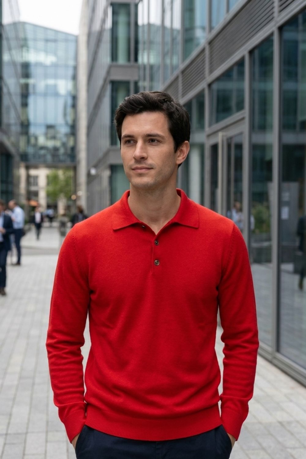 Men's Polo Sweater | Button Placket