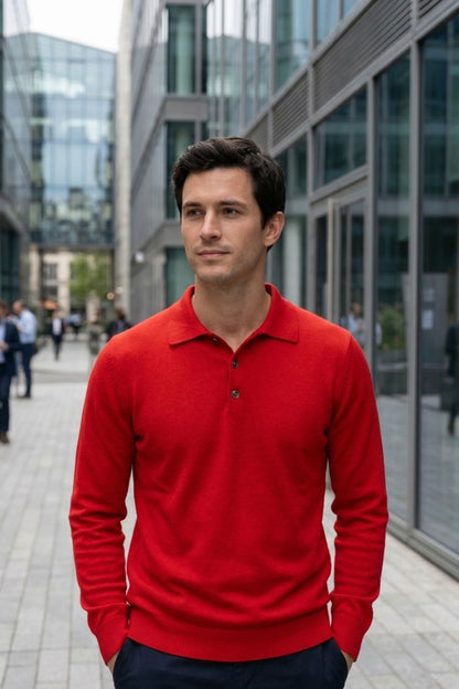 Men's Polo Sweater | Button Placket