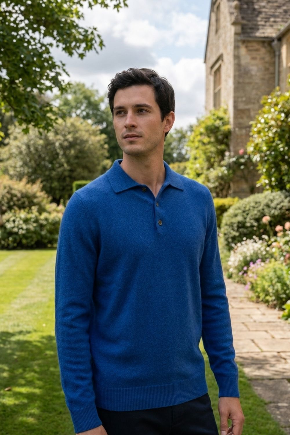 Men's Polo Sweater | Button Placket