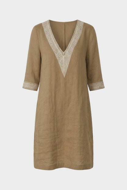 Women's V-Neck Dress with 3/4 Sleeves