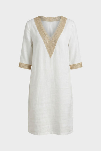 Women's V-Neck Dress with 3/4 Sleeves