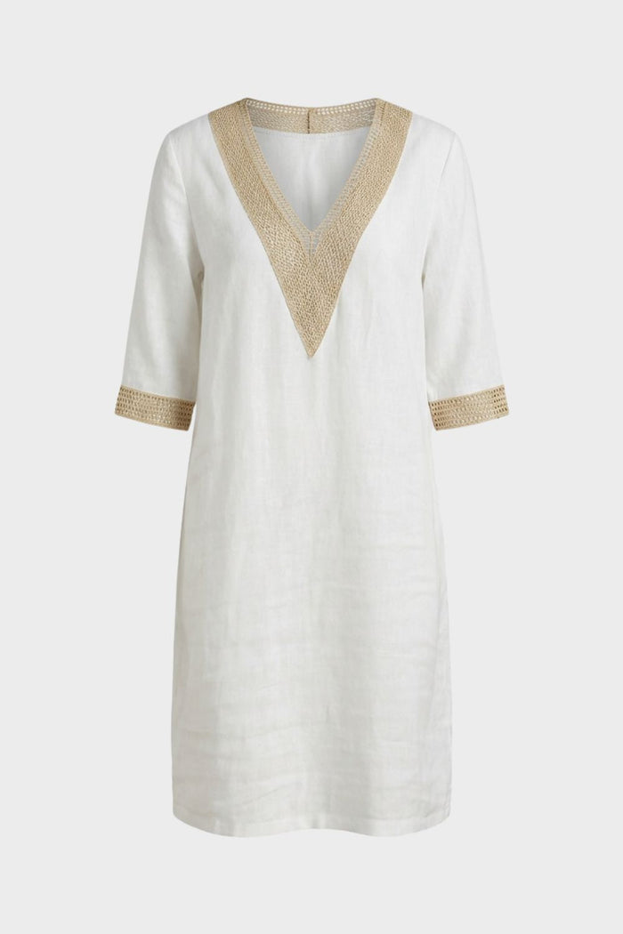 Women's V-Neck Dress with 3/4 Sleeves