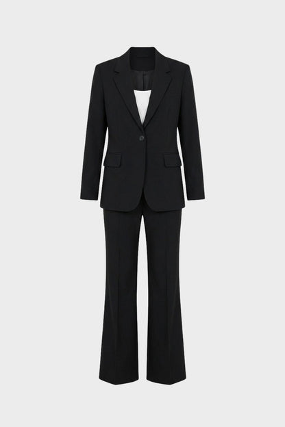 Women's Two-Piece Trousersuit with Blazer and Flared Pants
