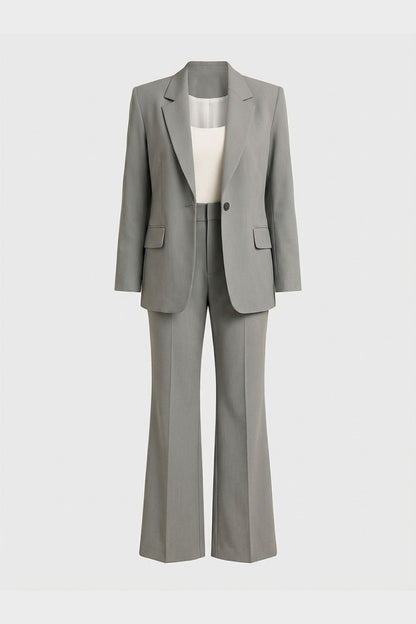Women's Two-Piece Trousersuit with Blazer and Flared Pants