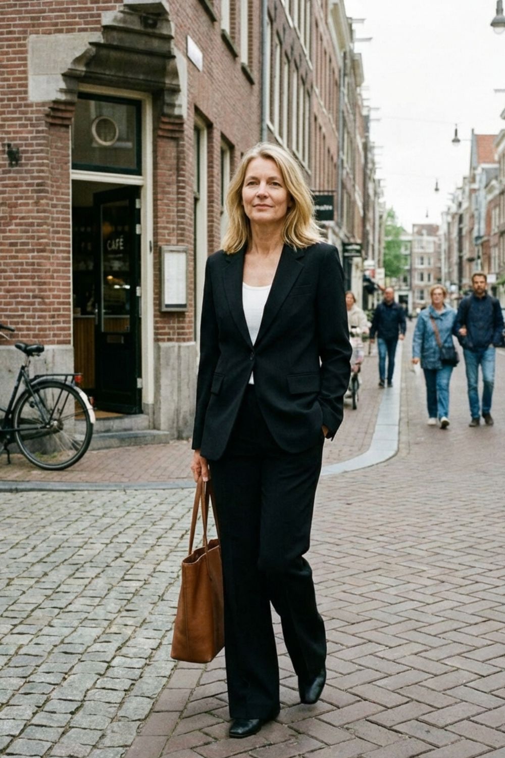 Women's Two-Piece Trousersuit with Blazer and Flared Pants