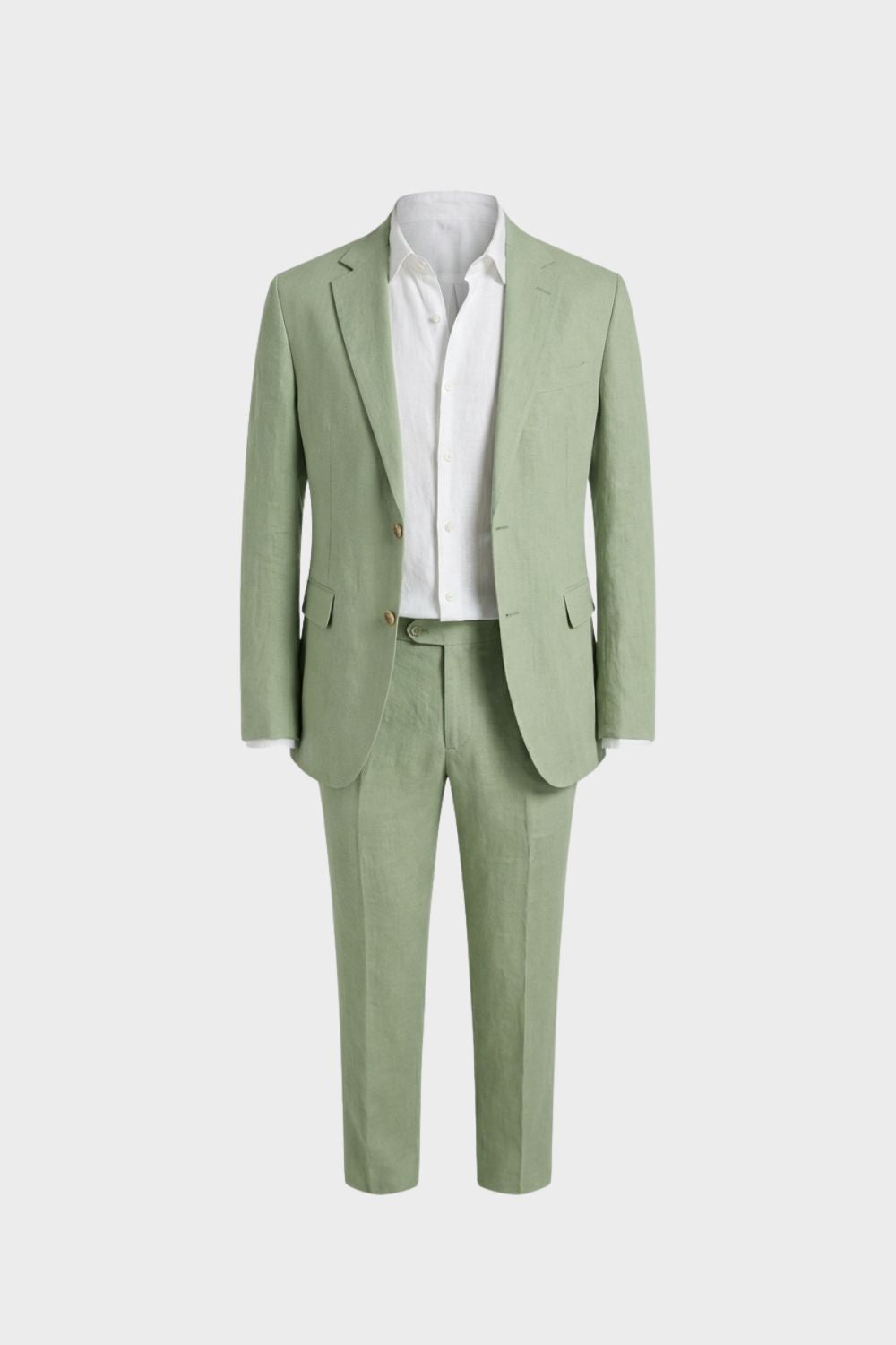 Men's Two-Piece Suit with Notched Lapel and Button Placket