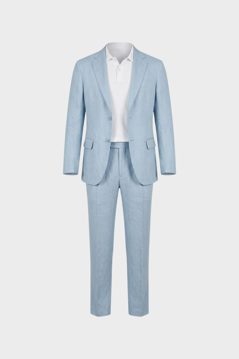 Men's Two-Piece Suit with Notched Lapel and Button Placket