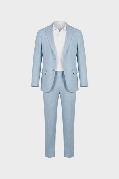 Men's Two-Piece Suit with Notched Lapel and Button Placket