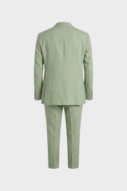 Men's Two-Piece Suit with Notched Lapel and Button Placket