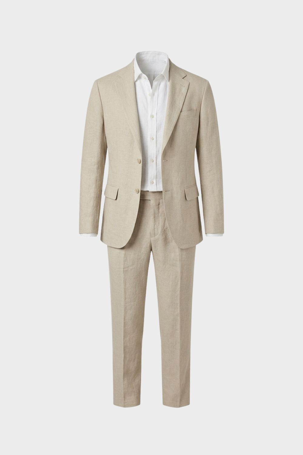 Men's Two-Piece Suit with Notched Lapel and Button Placket