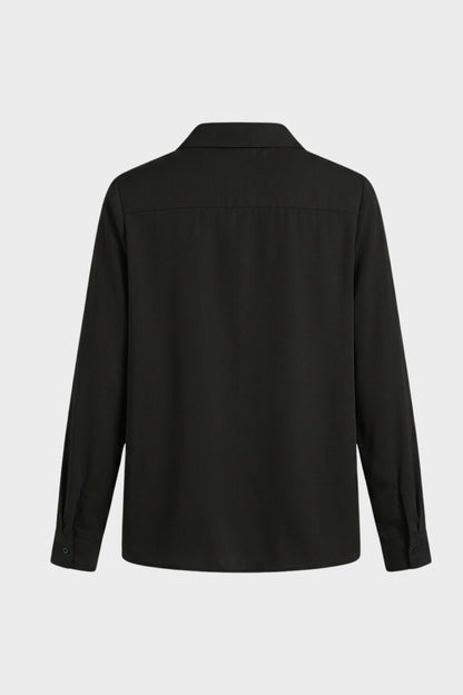 Women's Long Sleeve Collared Blouse with Button Placket