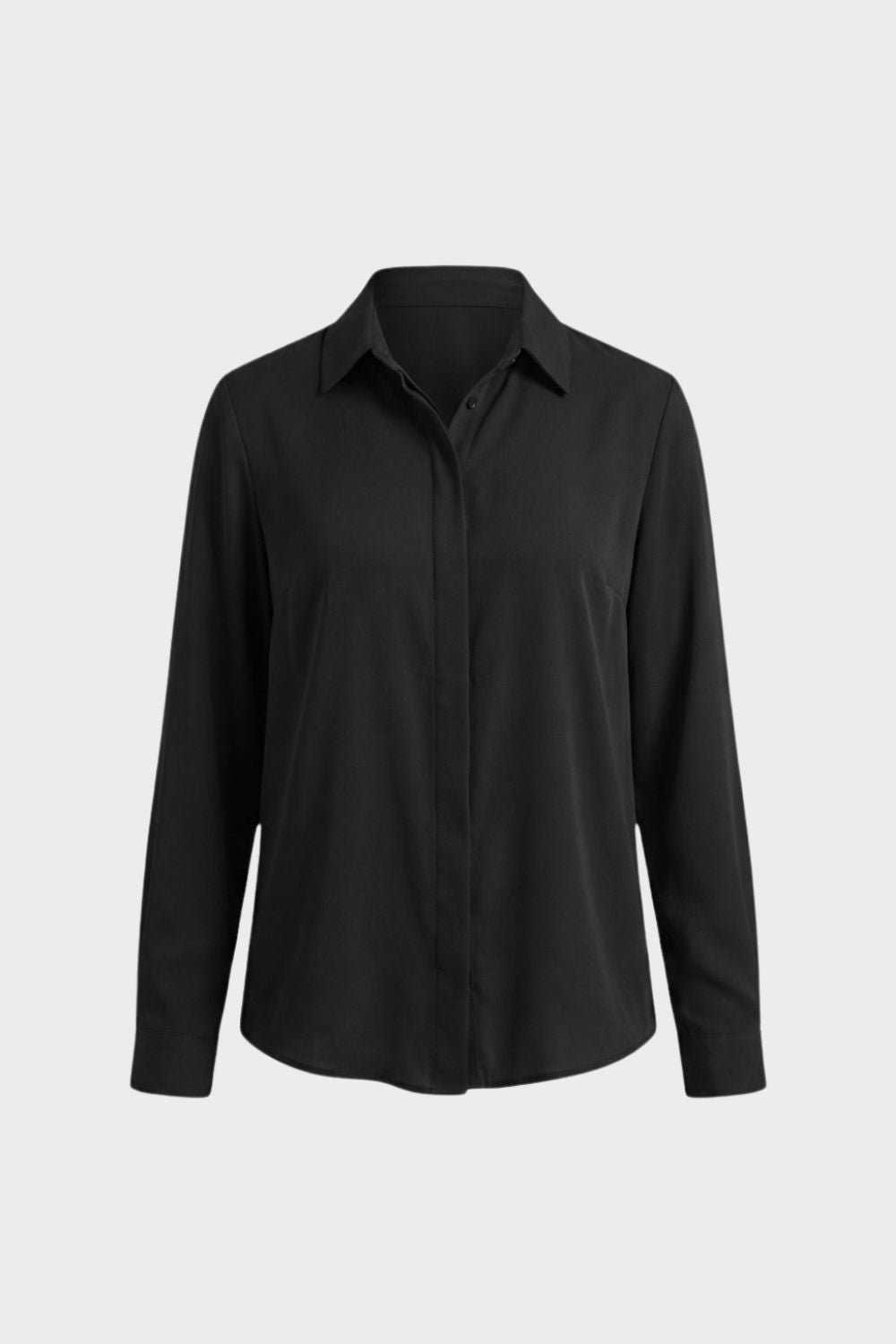 Women's Long Sleeve Collared Blouse with Button Placket