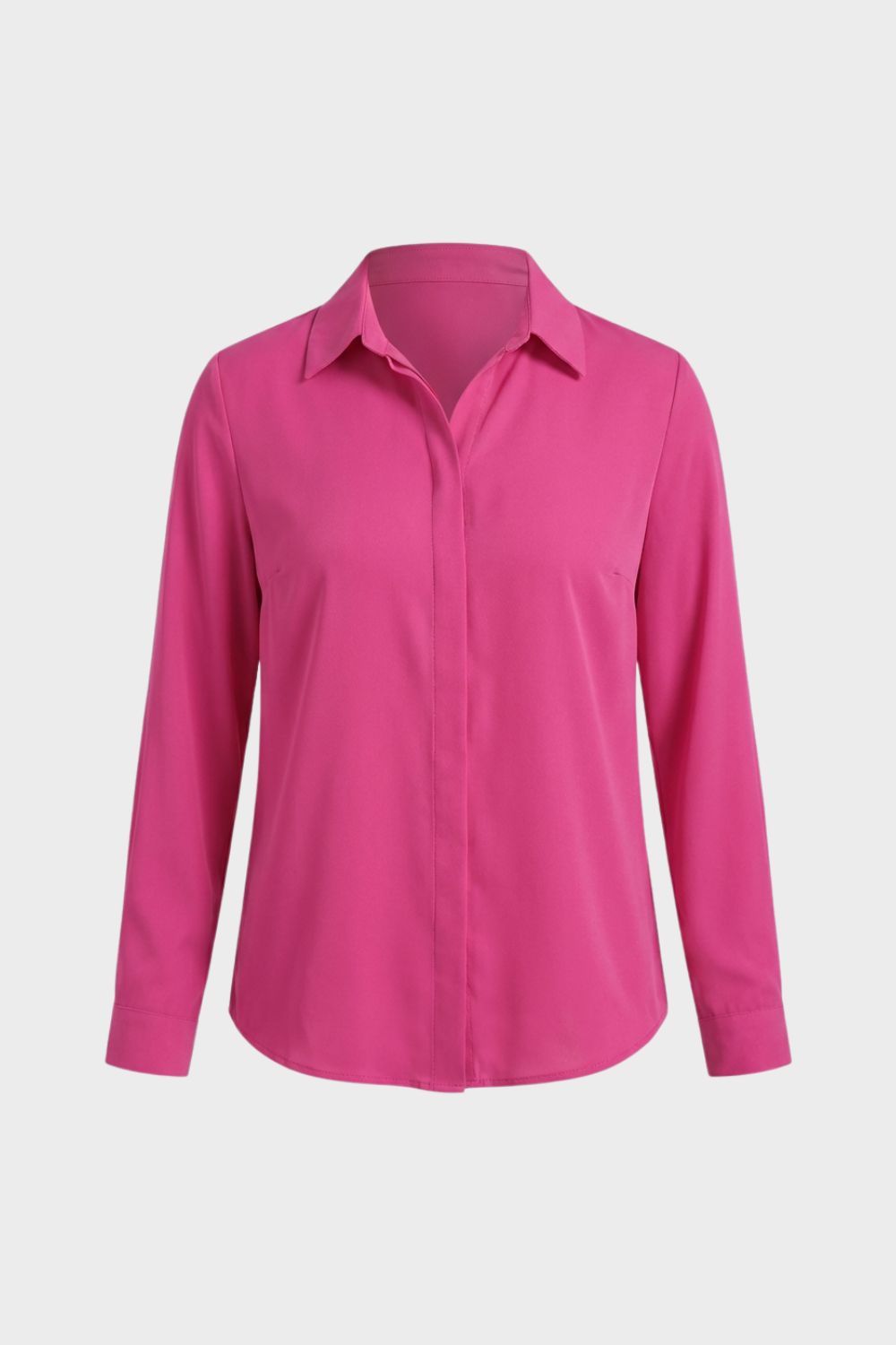 Women's Long Sleeve Collared Blouse with Button Placket