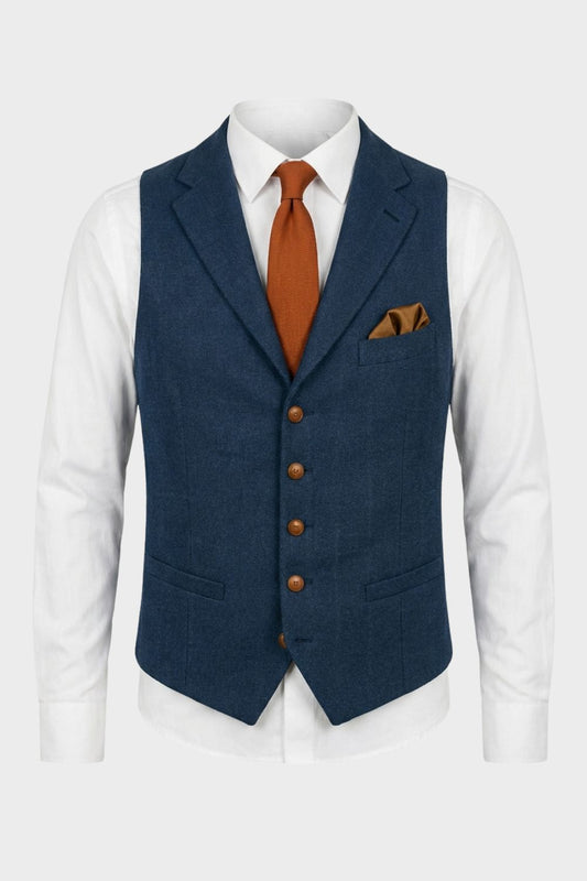 Men's Notched Collar Waistcoat with Button Placket