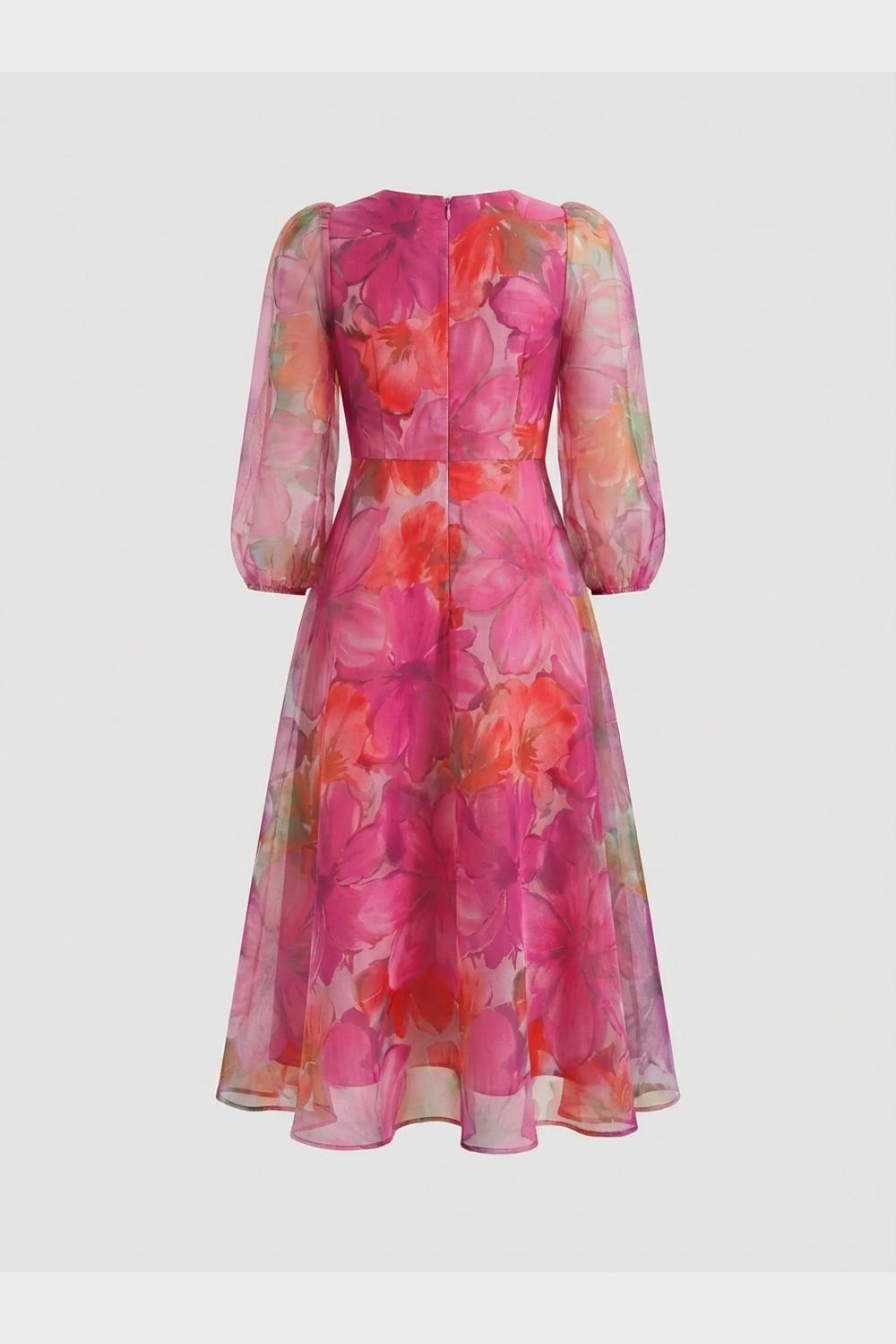 Floral Pattern Puff Sleeve Women's Dress