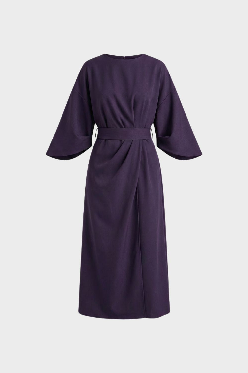 Women's Midi Dress with Belt and Wide Sleeves