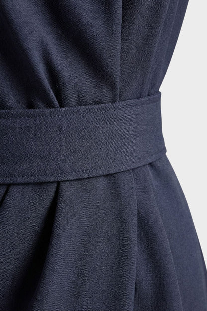 Women's Midi Dress with Belt and Wide Sleeves