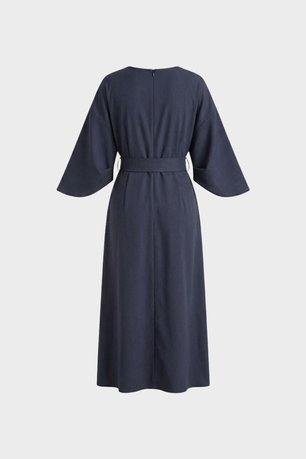 Women's Midi Dress with Belt and Wide Sleeves