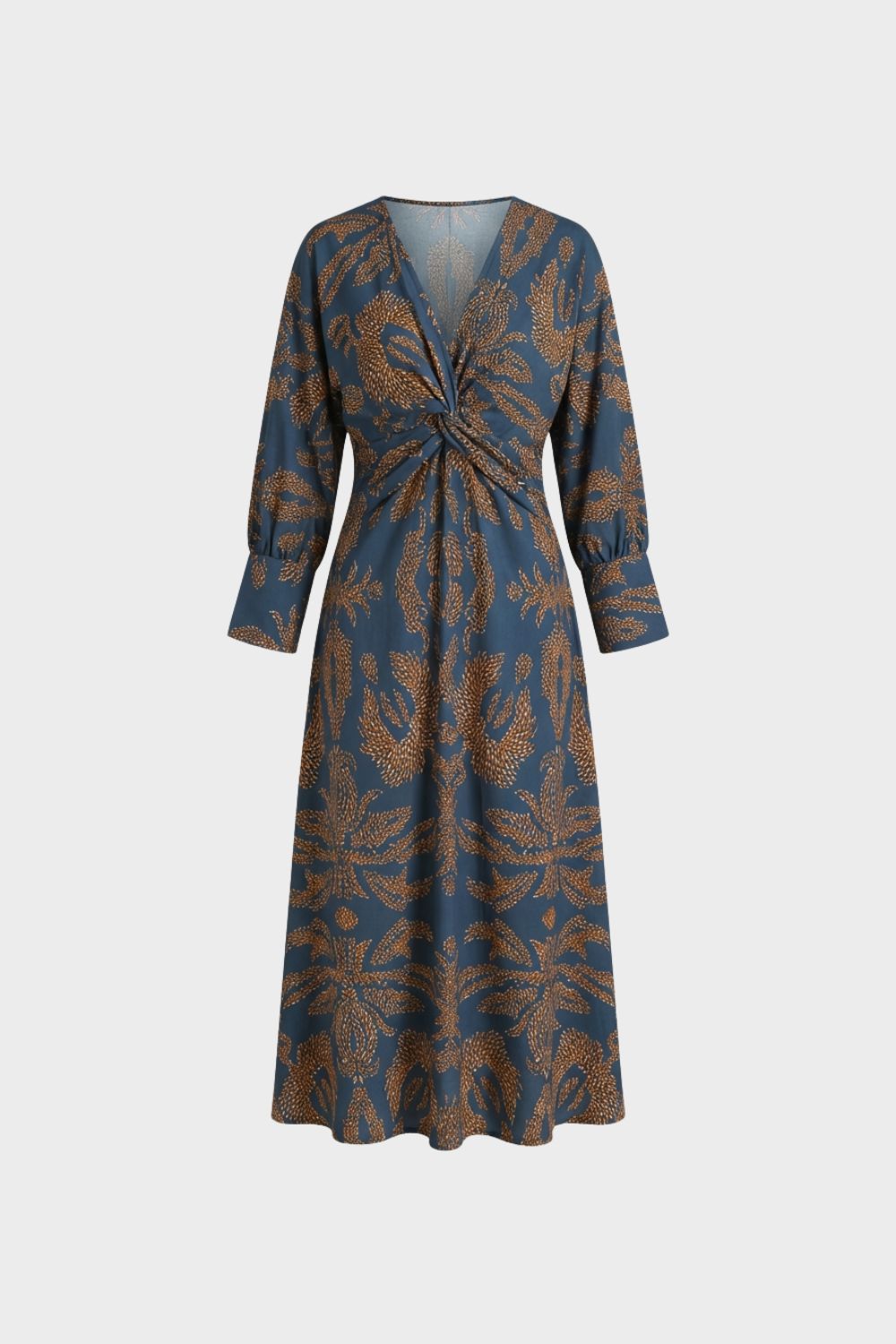 V-Neck Printed Midi Dress for Women