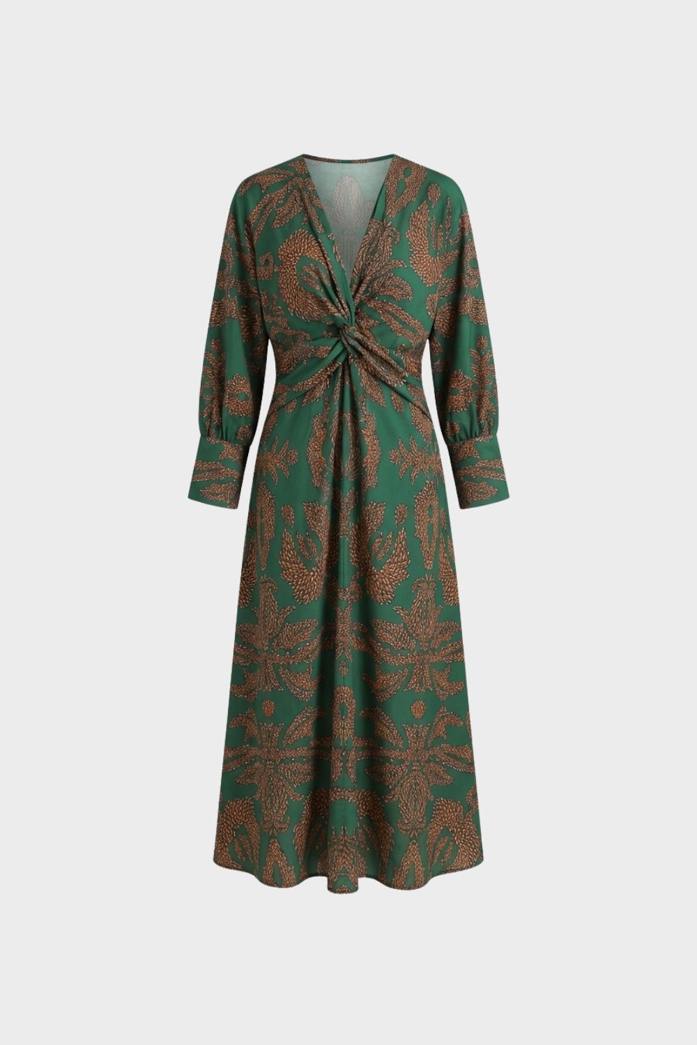 V-Neck Printed Midi Dress for Women