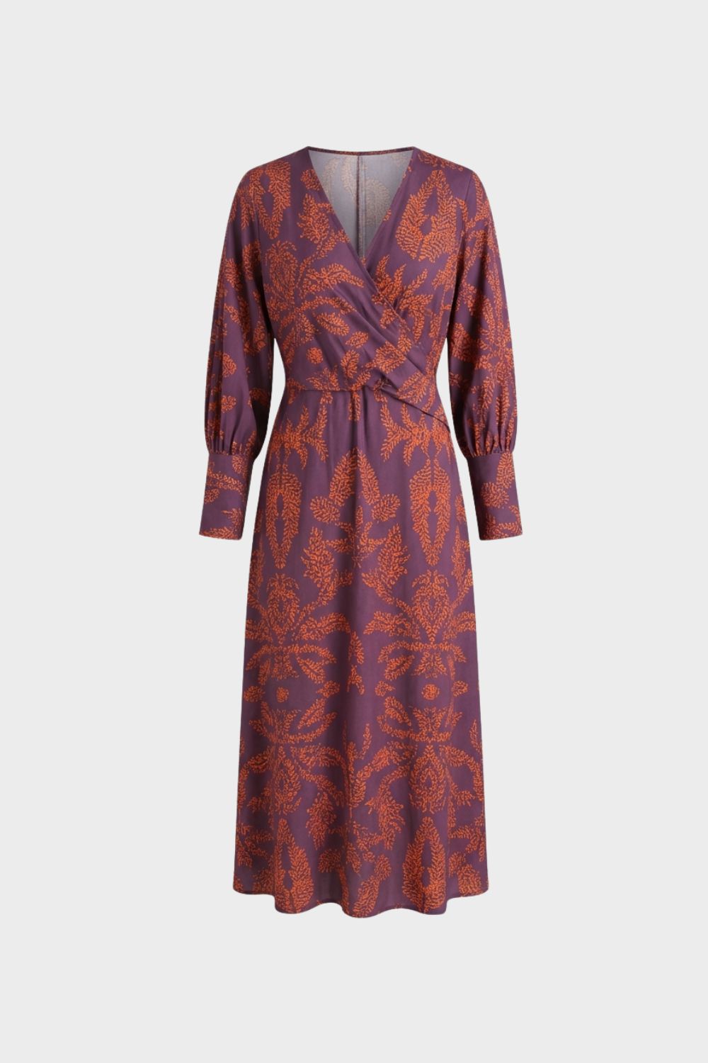 V-Neck Printed Midi Dress for Women