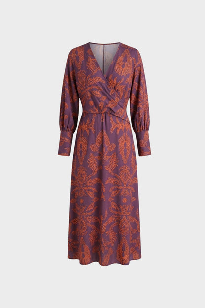 V-Neck Printed Midi Dress for Women