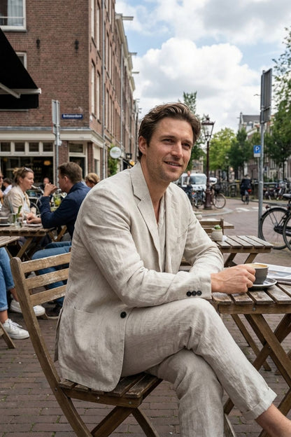 Men's Linen Suit with Jacket & Trousers