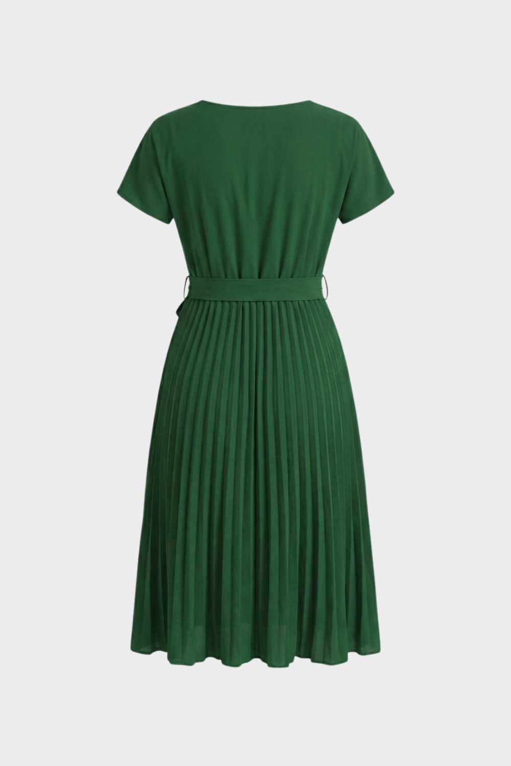 Pleated Skirt Midi Dress for Women with Belt