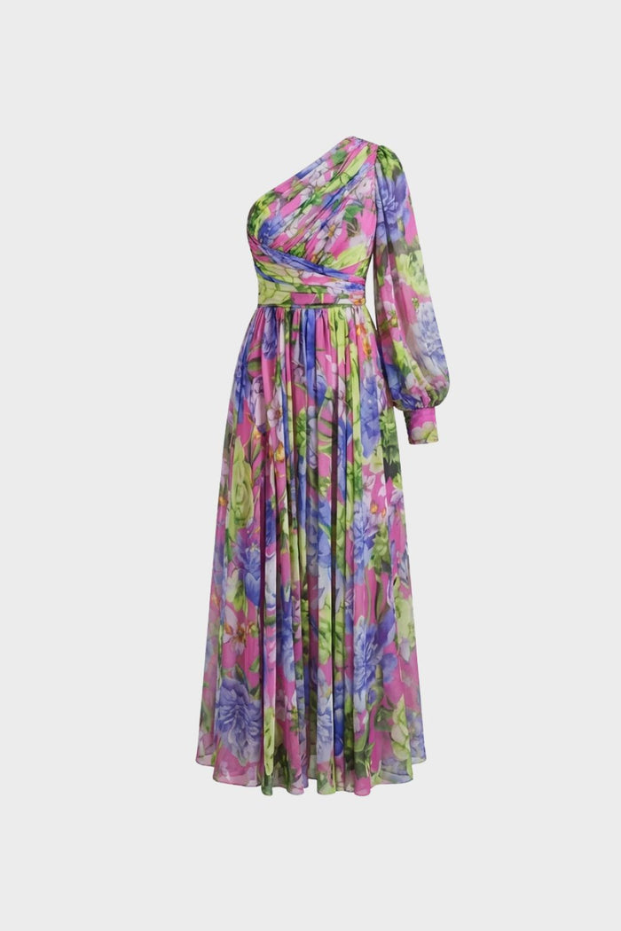 Women's Floral One-Shoulder Maxi Dress