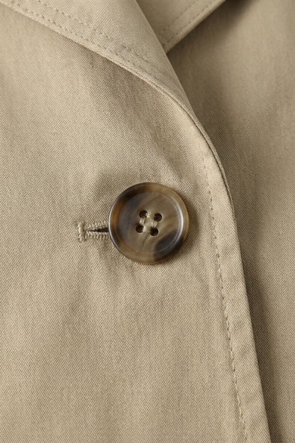 Women's Notched Collar Trench Coat with Button Placket