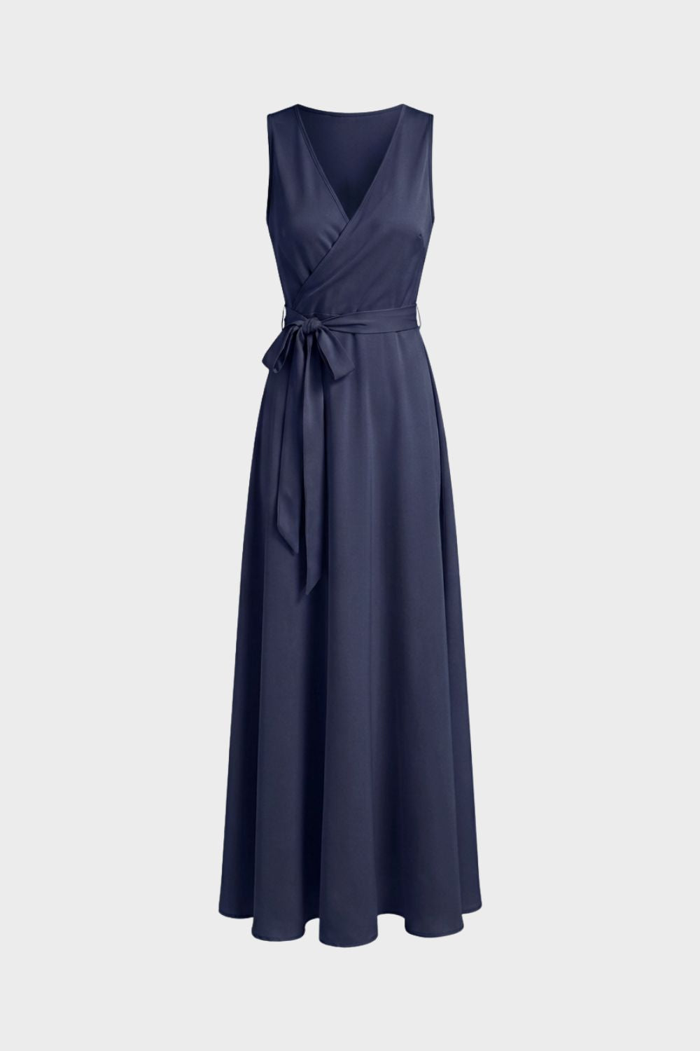 V-Neck Maxi Dress for Women with Tie Belt
