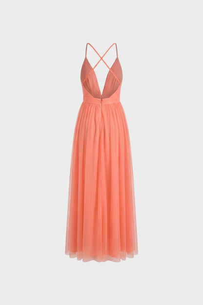 Women's V-Neck Spaghetti Strap Maxi Dress