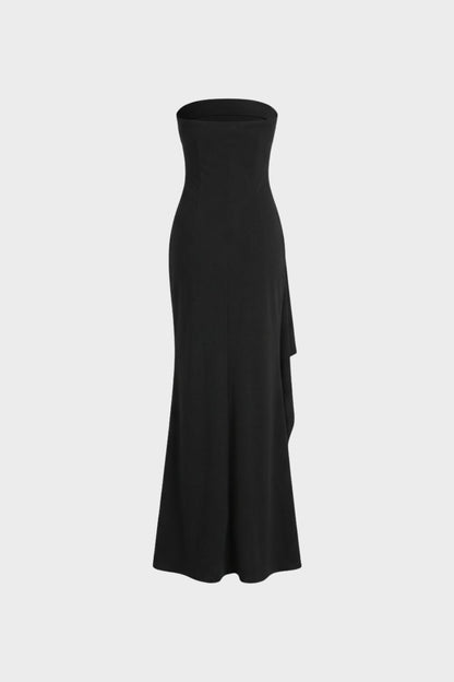 Long Evening Dress for Women with Split and Draping