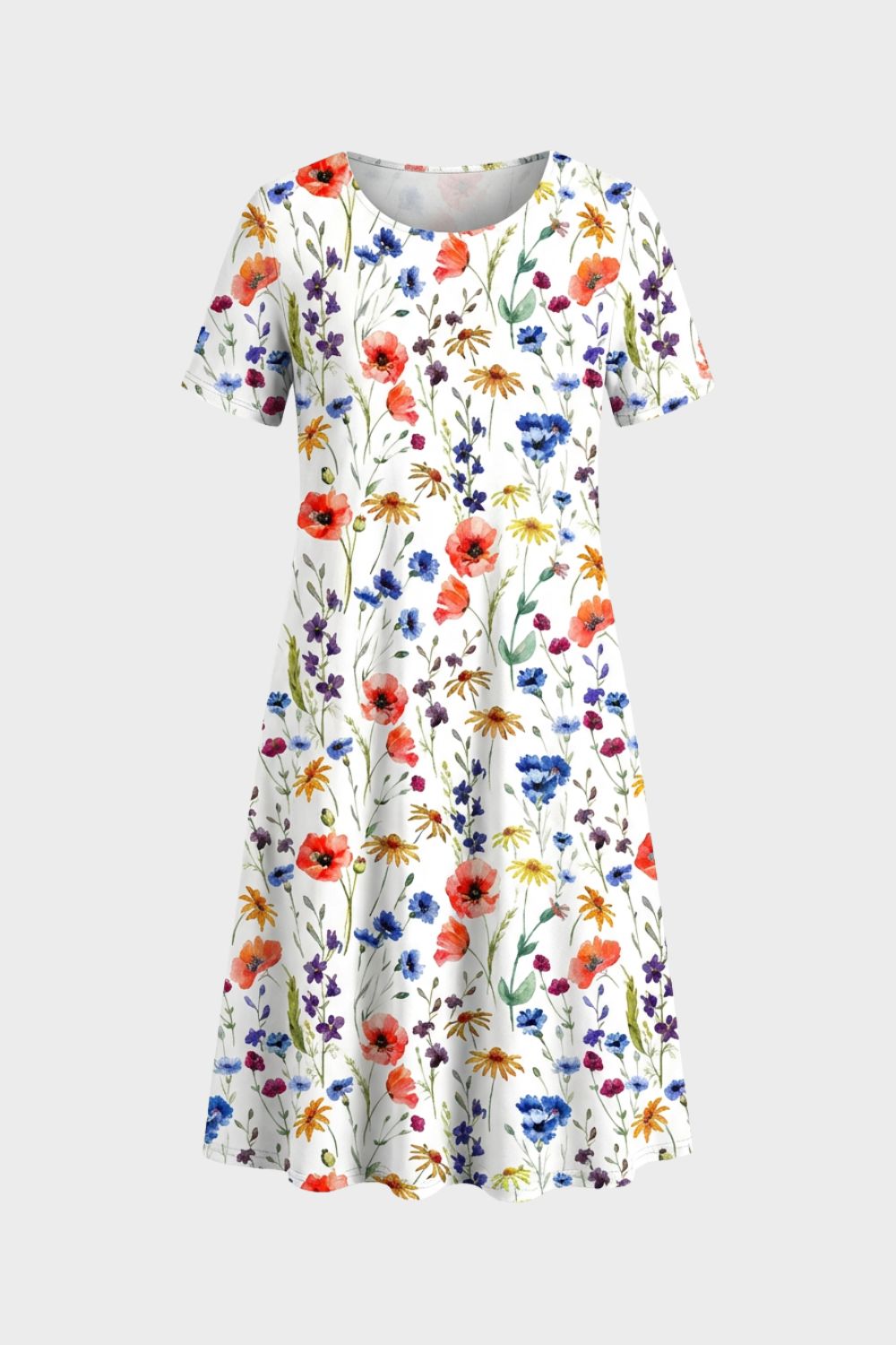Floral Pattern Short Sleeve Summer Dress for Women