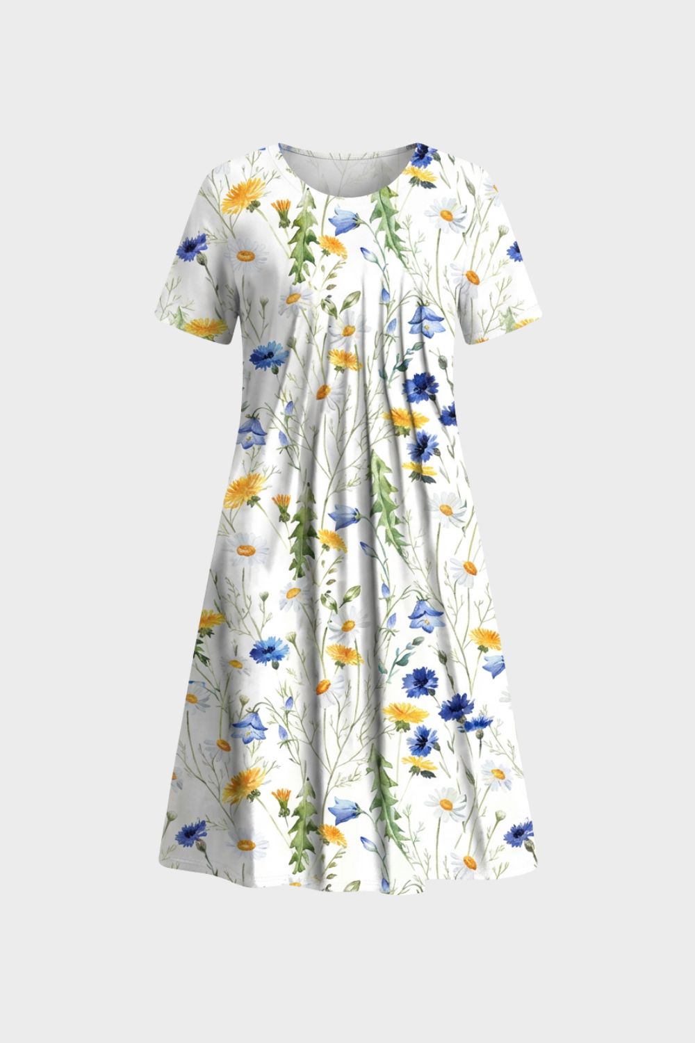Floral Pattern Short Sleeve Summer Dress for Women