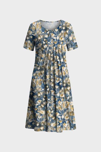 Floral Pattern Short Sleeve Summer Dress for Women