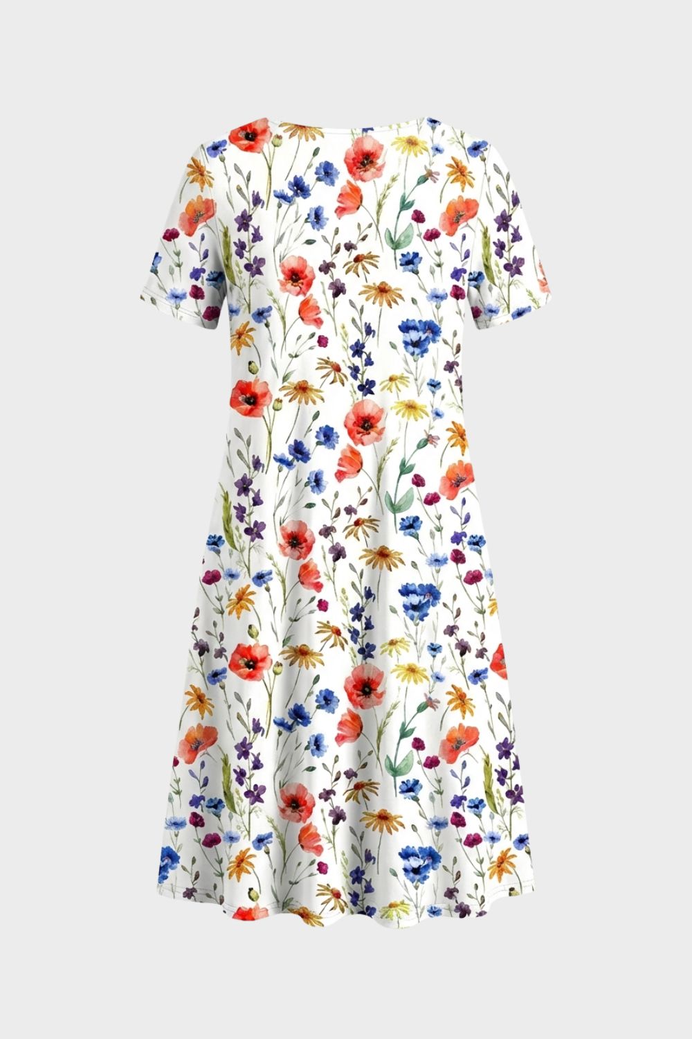 Floral Pattern Short Sleeve Summer Dress for Women