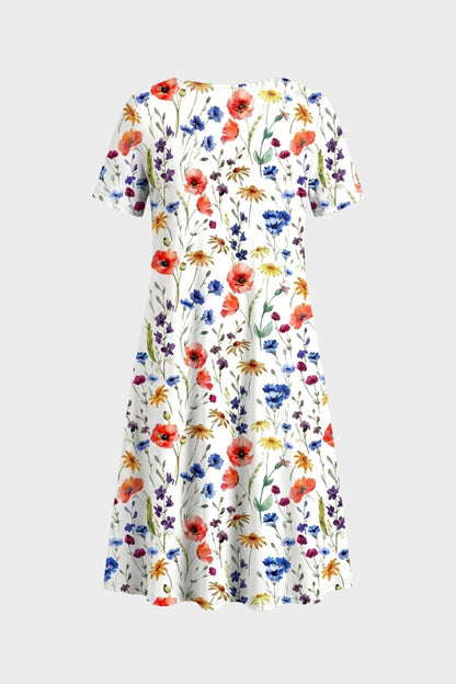 Floral Pattern Short Sleeve Summer Dress for Women