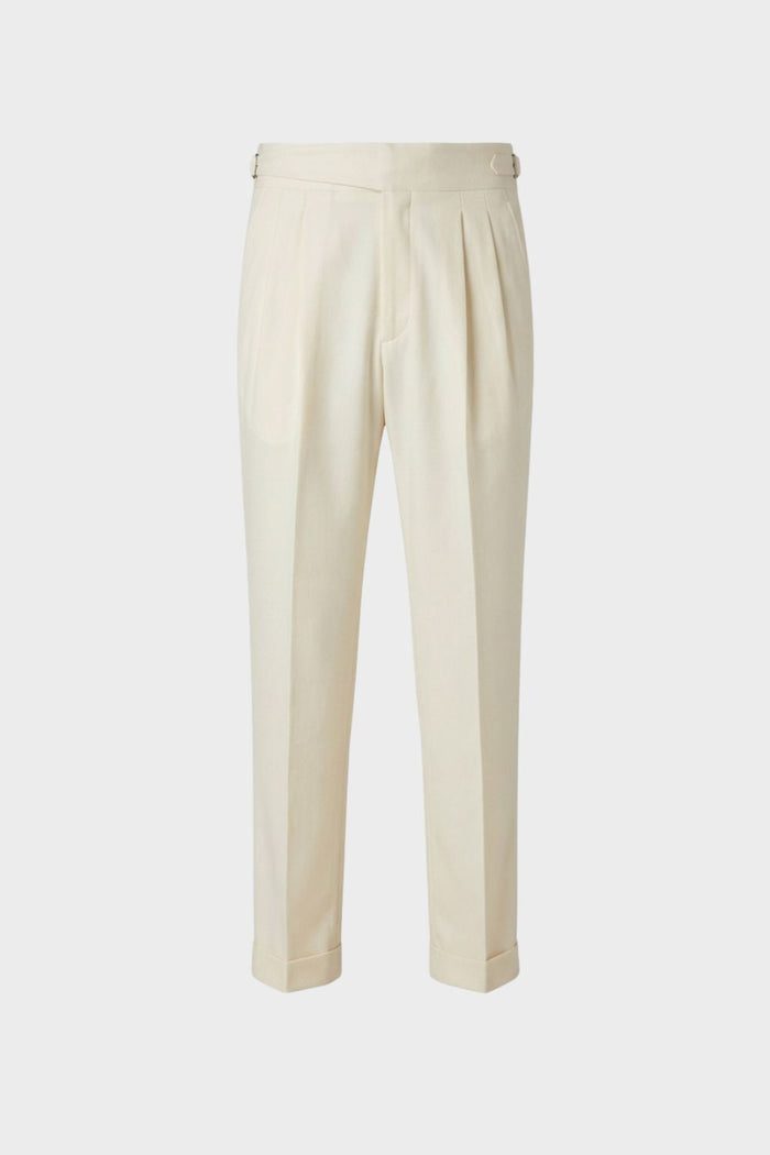 Men's High Waist Straight Cut Pleated Trousers