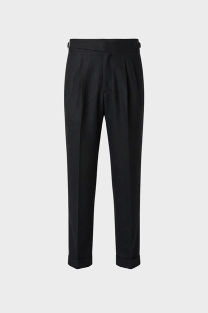 Men's High Waist Straight Cut Pleated Trousers