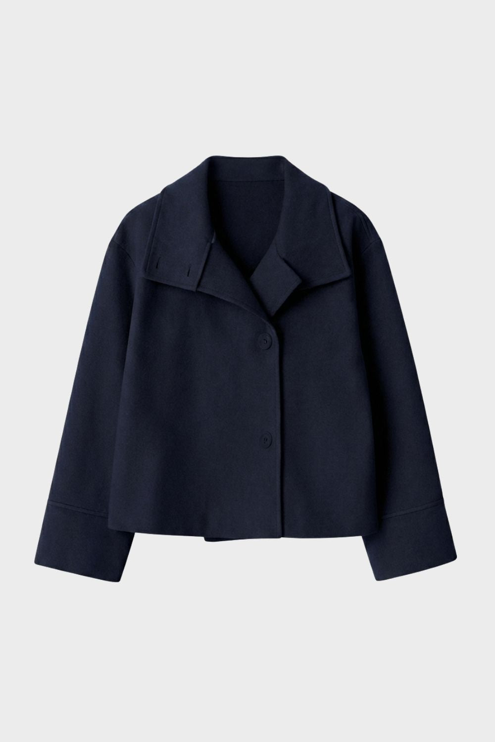 Women's Notched Collar Short Jacket with Button Placket